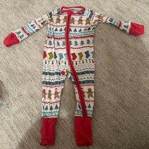 EUC Little Sleepies Christmas/Gingerbread Man Zippy Pajamas (3-6 Months)